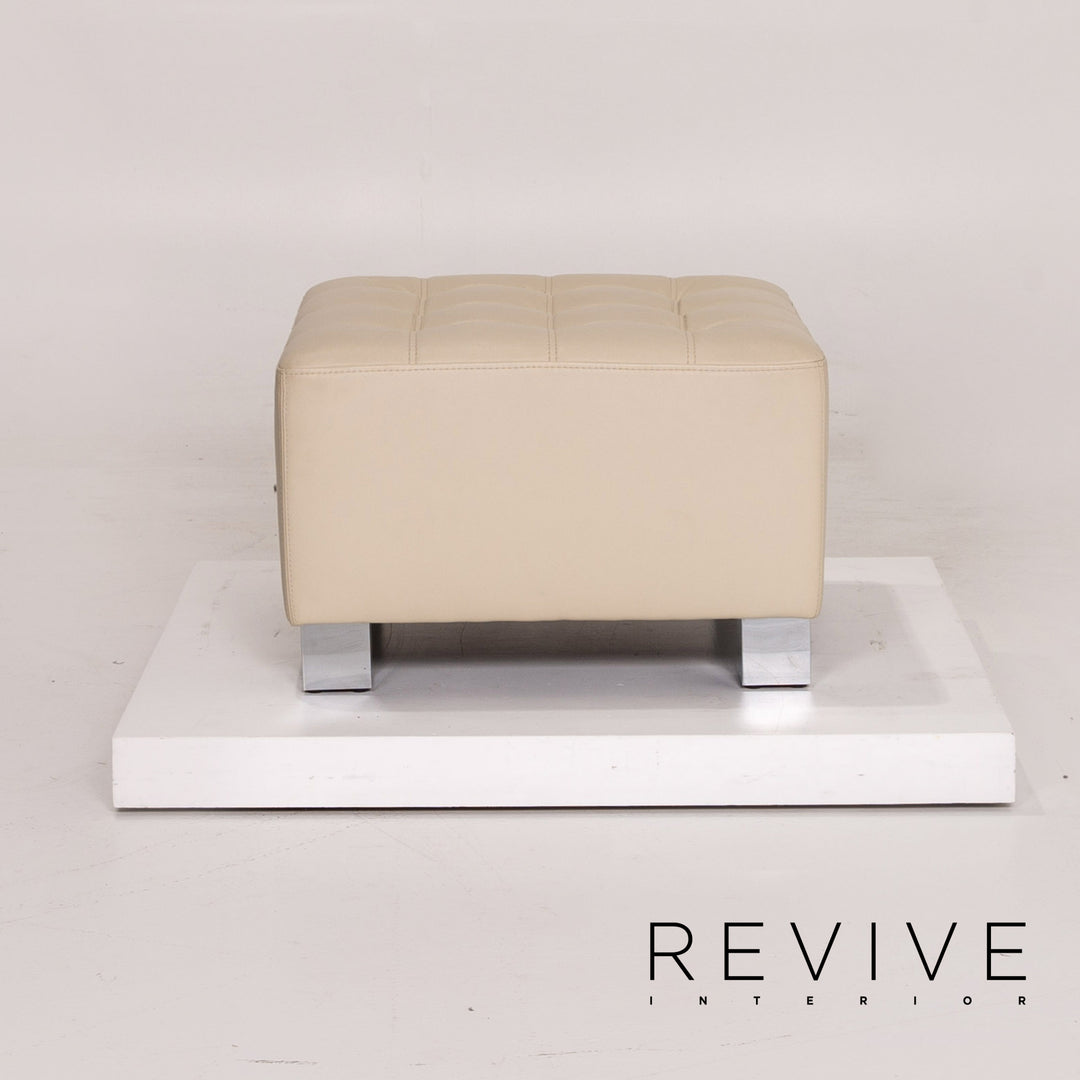 Brühl & Sippold leather armchair set cream 1x armchair 1x stool #14329