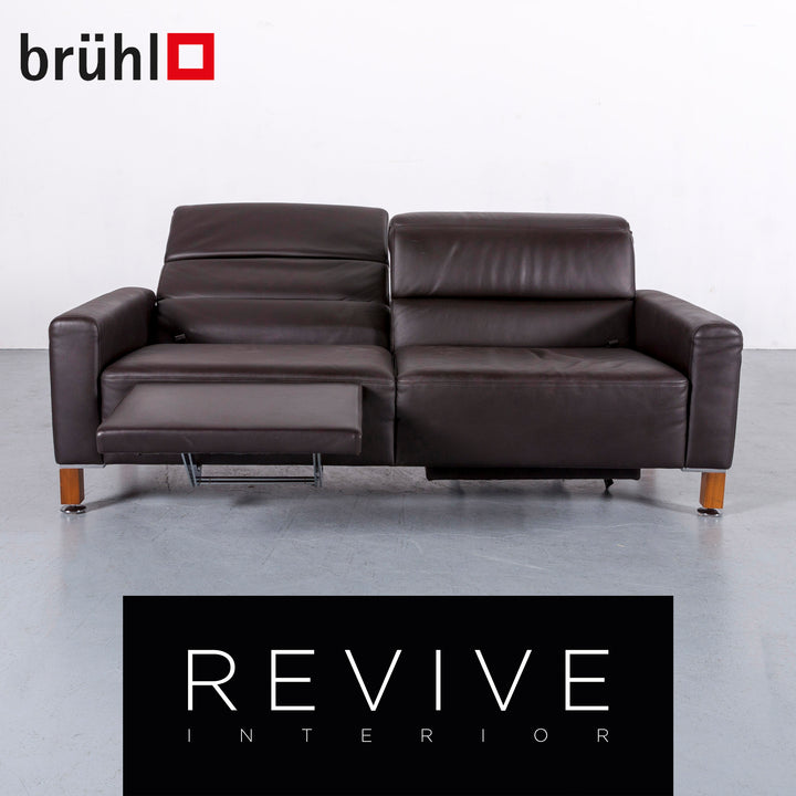 Brühl Leder Sofa Braun Zweisitzer Couch Funktion Echtleder #6137