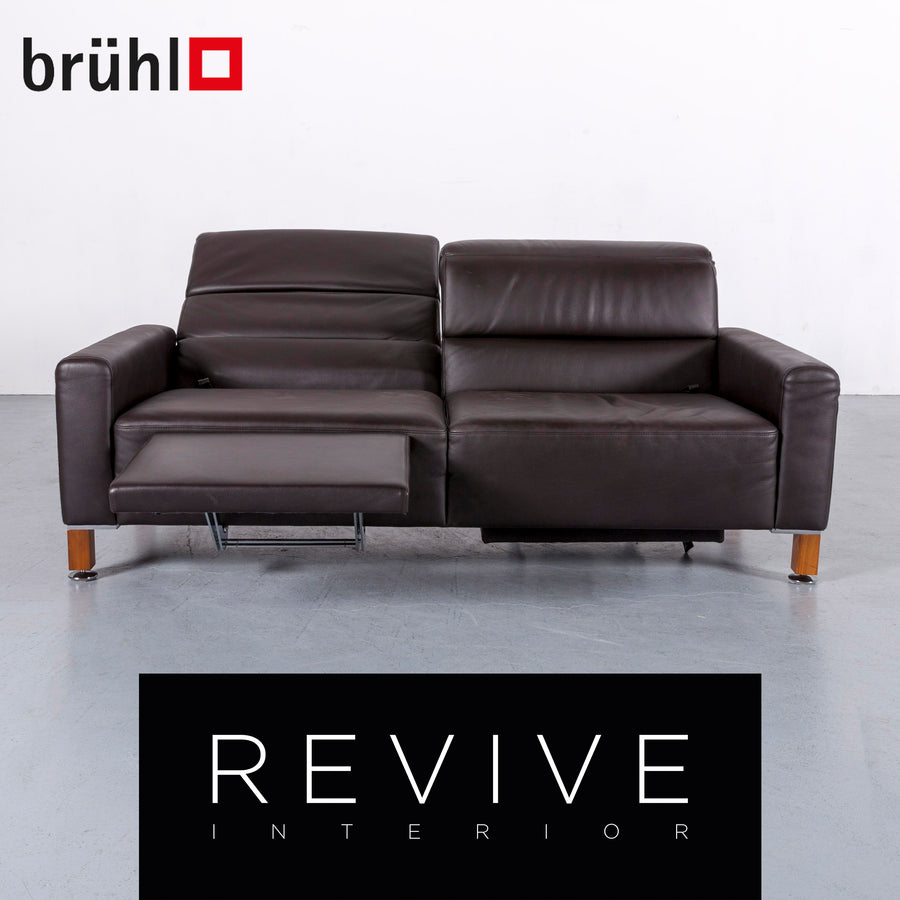 Brühl Leder Sofa Braun Zweisitzer Couch Funktion Echtleder #6137