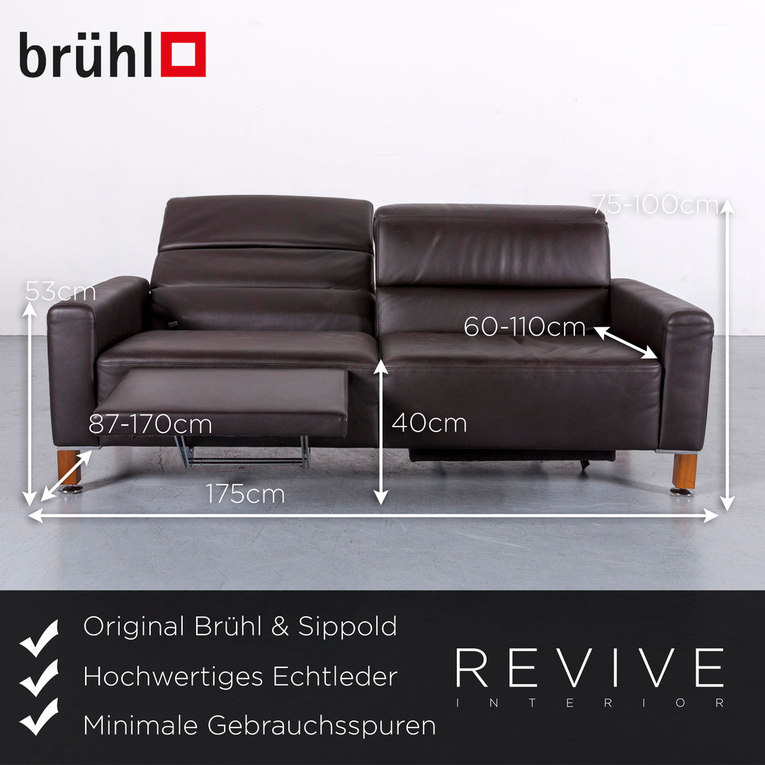 Brühl Leder Sofa Braun Zweisitzer Couch Funktion Echtleder #6137