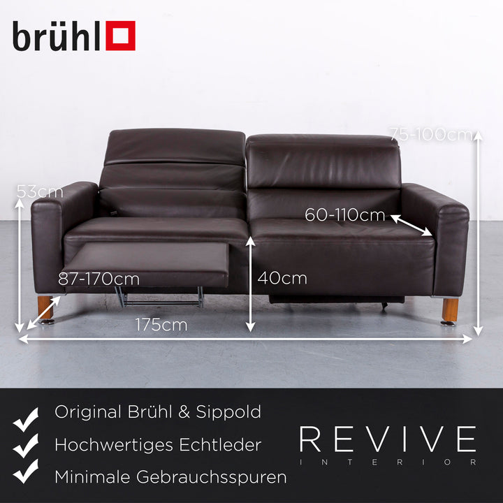 Brühl Leder Sofa Braun Zweisitzer Couch Funktion Echtleder #6137