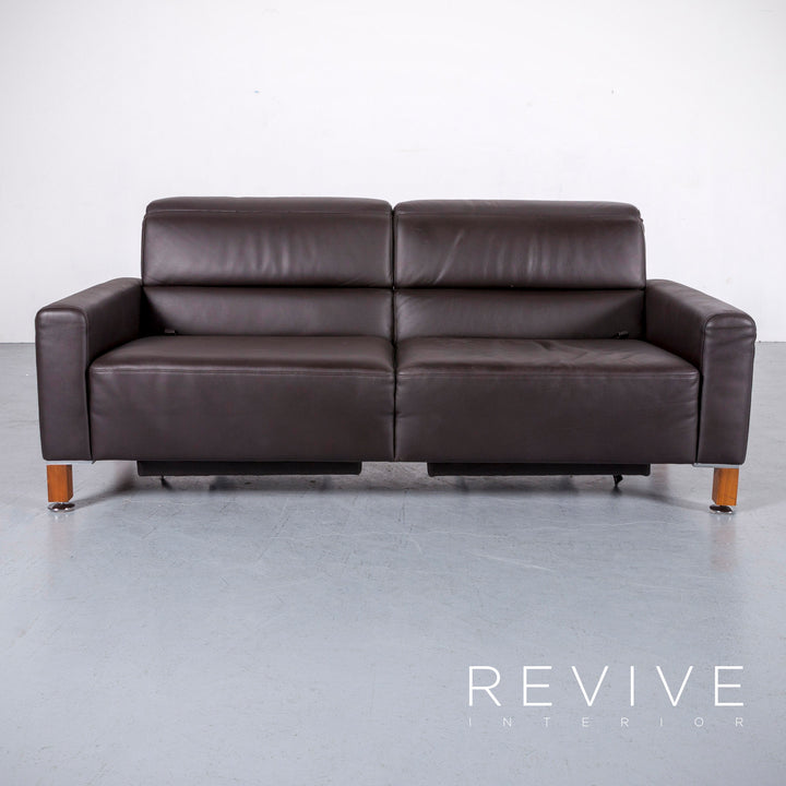 Brühl Leder Sofa Braun Zweisitzer Couch Funktion Echtleder #6137