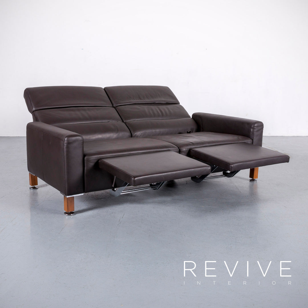 Brühl Leder Sofa Braun Zweisitzer Couch Funktion Echtleder #6137