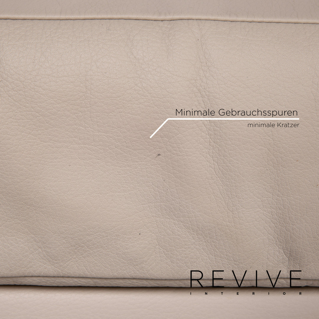 Brühl & Sippold leather sofa set gray gray beige 1x three-seater 1x stool #13979