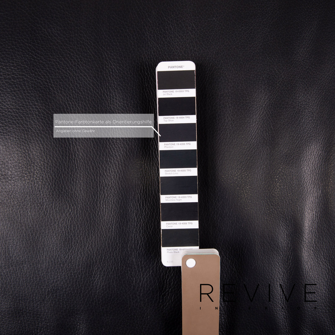 Brühl Leder Sofa Gartnitur Schwarz Ecksofa Hocker #14202