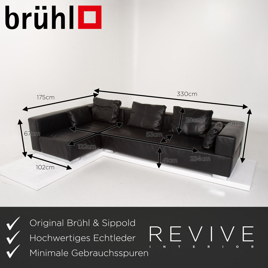 Brühl & Sippold Leder Sofa Schwarz Ecksofa #13971