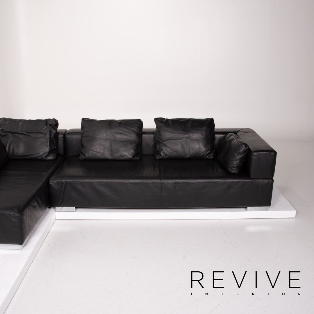 Brühl & Sippold Leder Sofa Schwarz Ecksofa #13971