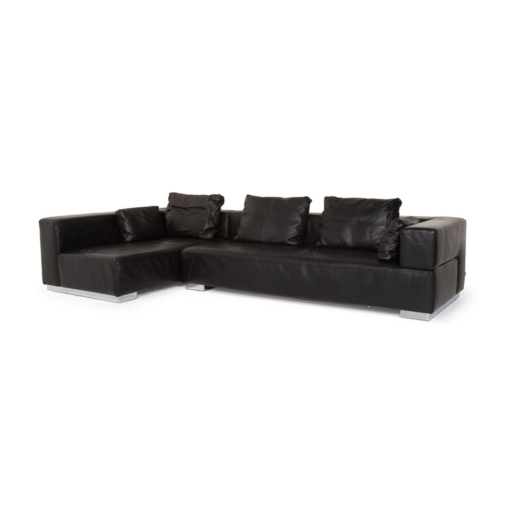 Brühl & Sippold Leder Sofa Schwarz Ecksofa #13971