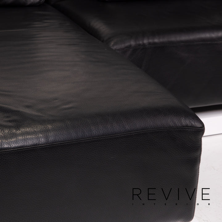 Brühl & Sippold Leder Sofa Schwarz Ecksofa #13971