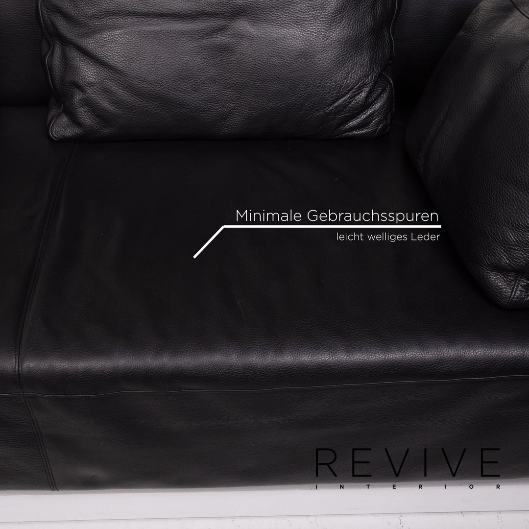Brühl & Sippold Leder Sofa Schwarz Ecksofa #13971
