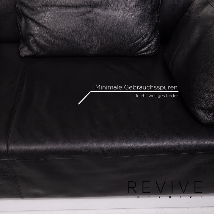 Brühl & Sippold Leder Sofa Schwarz Ecksofa #13971