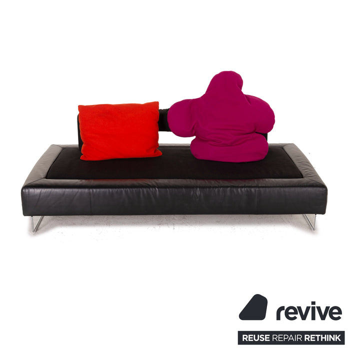 Brühl & Sippold Leder Sofa Schwarz Viersitzer Couch