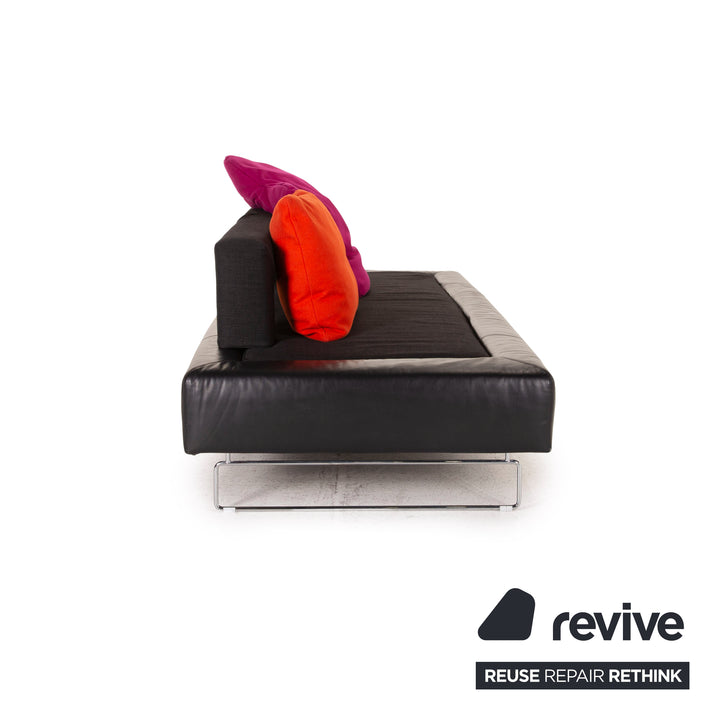 Brühl & Sippold Leder Sofa Schwarz Viersitzer Couch