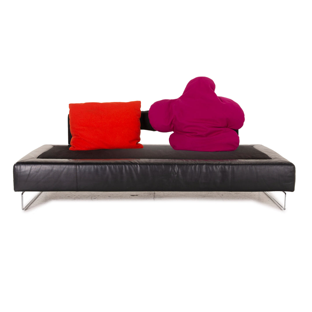Brühl & Sippold Leder Sofa Schwarz Viersitzer Couch