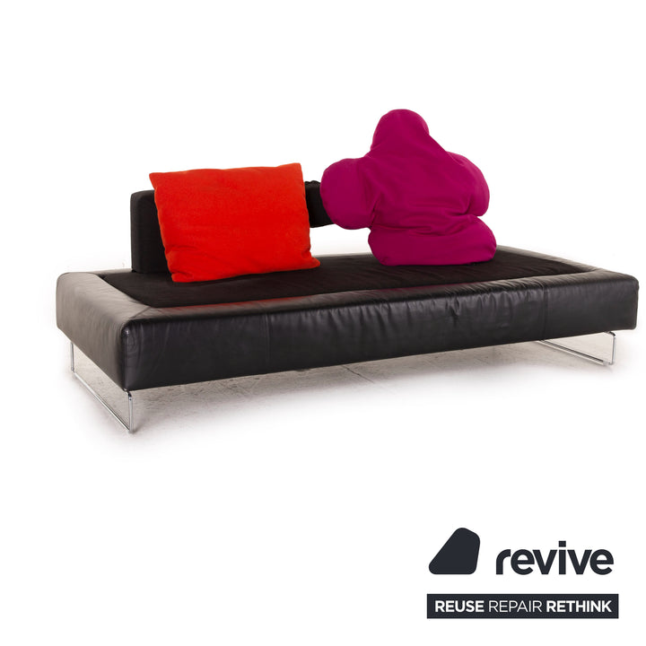 Brühl & Sippold Leder Sofa Schwarz Viersitzer Couch