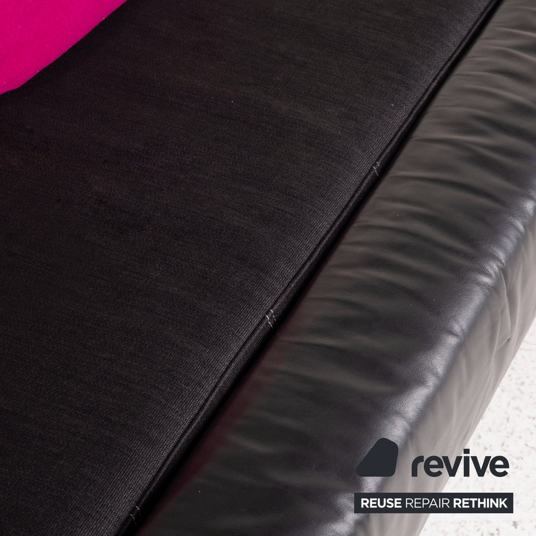 Brühl & Sippold Leder Sofa Schwarz Viersitzer Couch