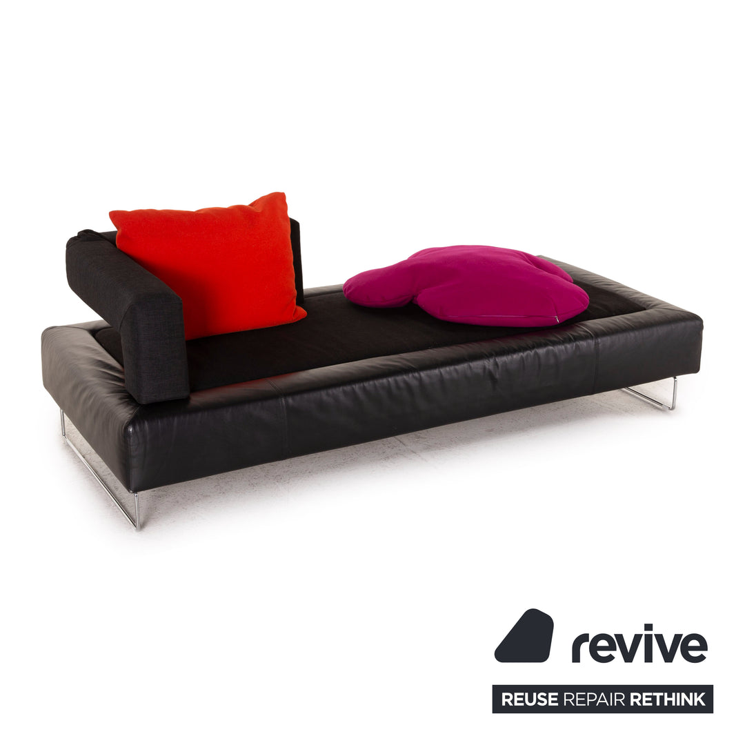 Brühl & Sippold Leder Sofa Schwarz Viersitzer Couch