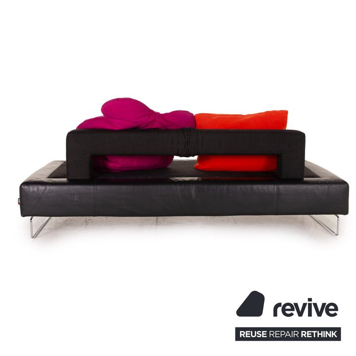 Brühl & Sippold Leder Sofa Schwarz Viersitzer Couch