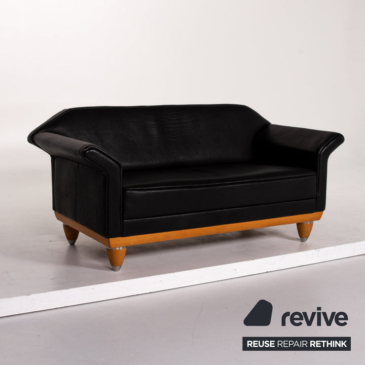 Brühl & Sippold Canapé en cuir noir Canapé deux places #13415