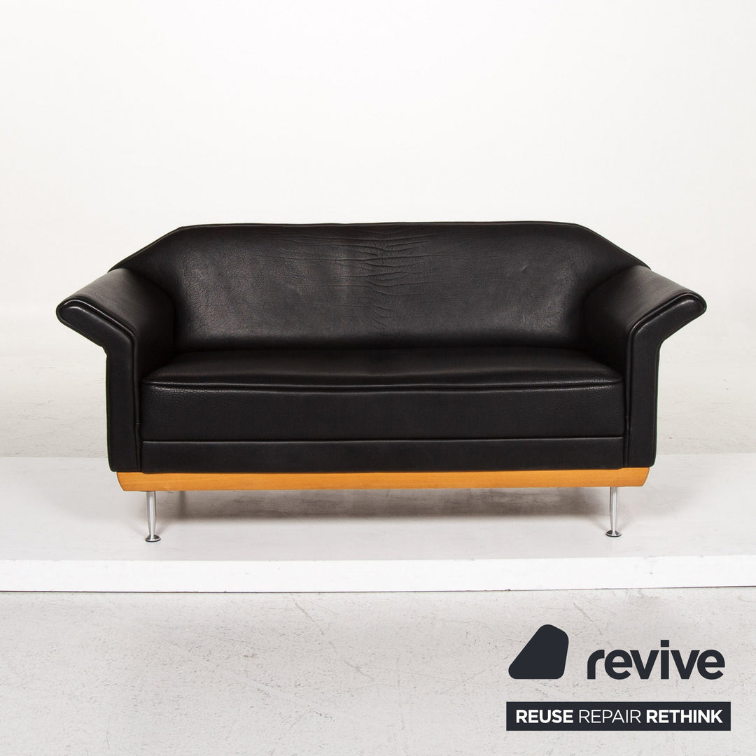 Brühl & Sippold Canapé en cuir noir Canapé deux places #13415