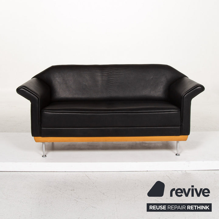 Brühl & Sippold Canapé en cuir noir Canapé deux places #13415