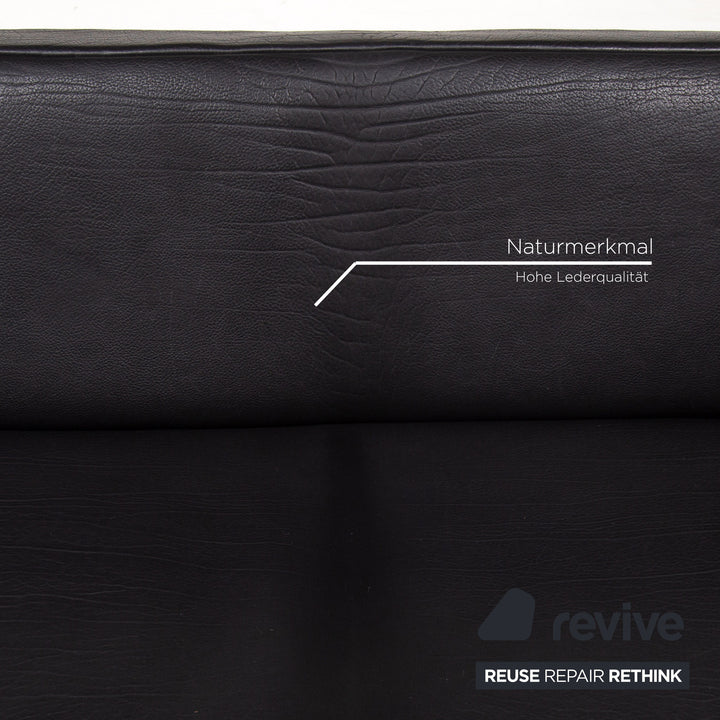 Brühl & Sippold Canapé en cuir noir Canapé deux places #13415