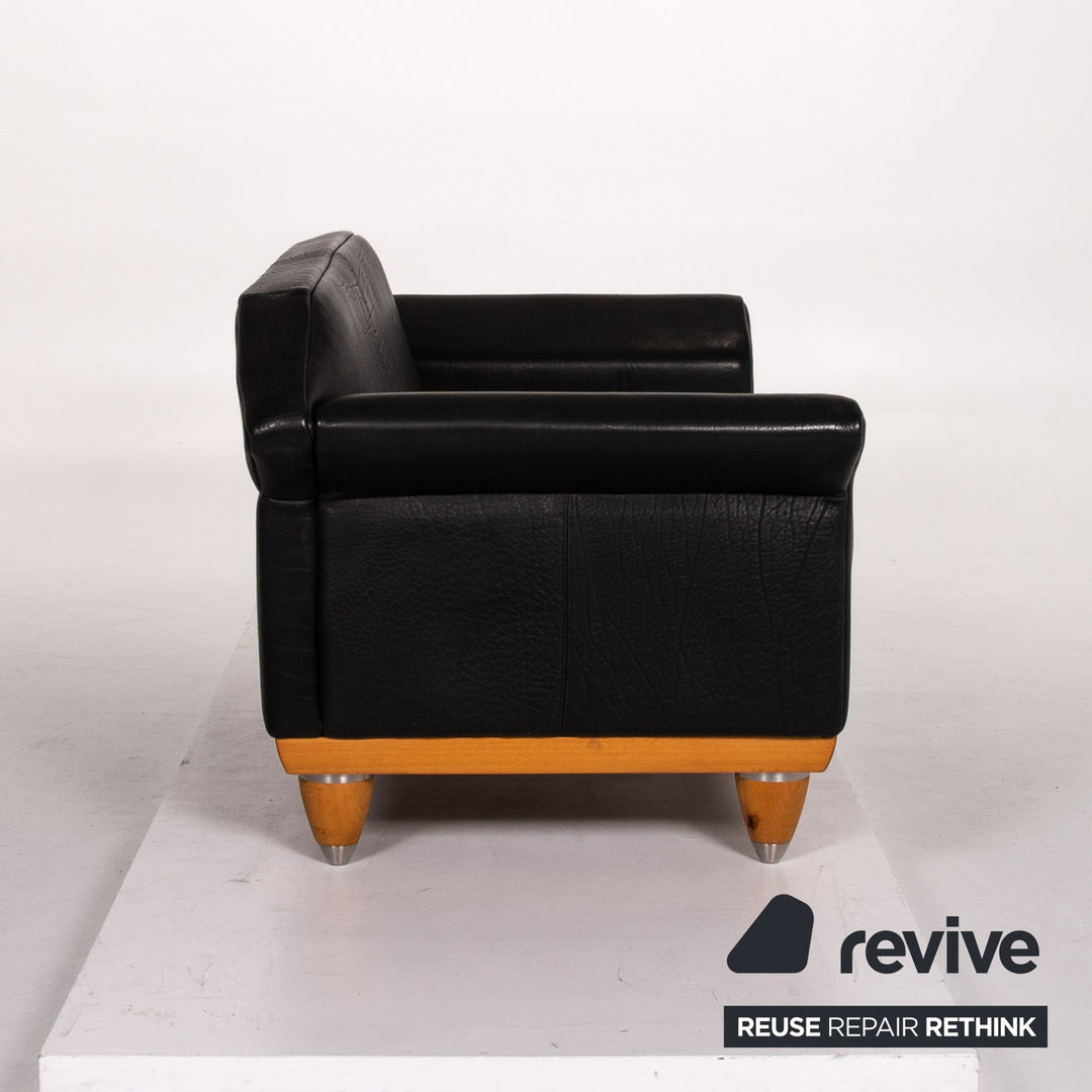 Brühl & Sippold Canapé en cuir noir Canapé deux places #13415