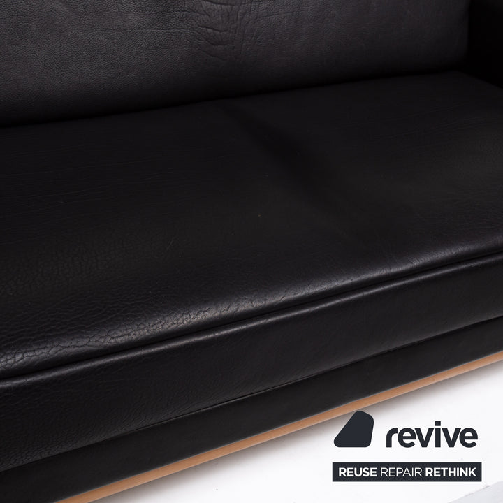 Brühl & Sippold Canapé en cuir noir Canapé deux places #13415