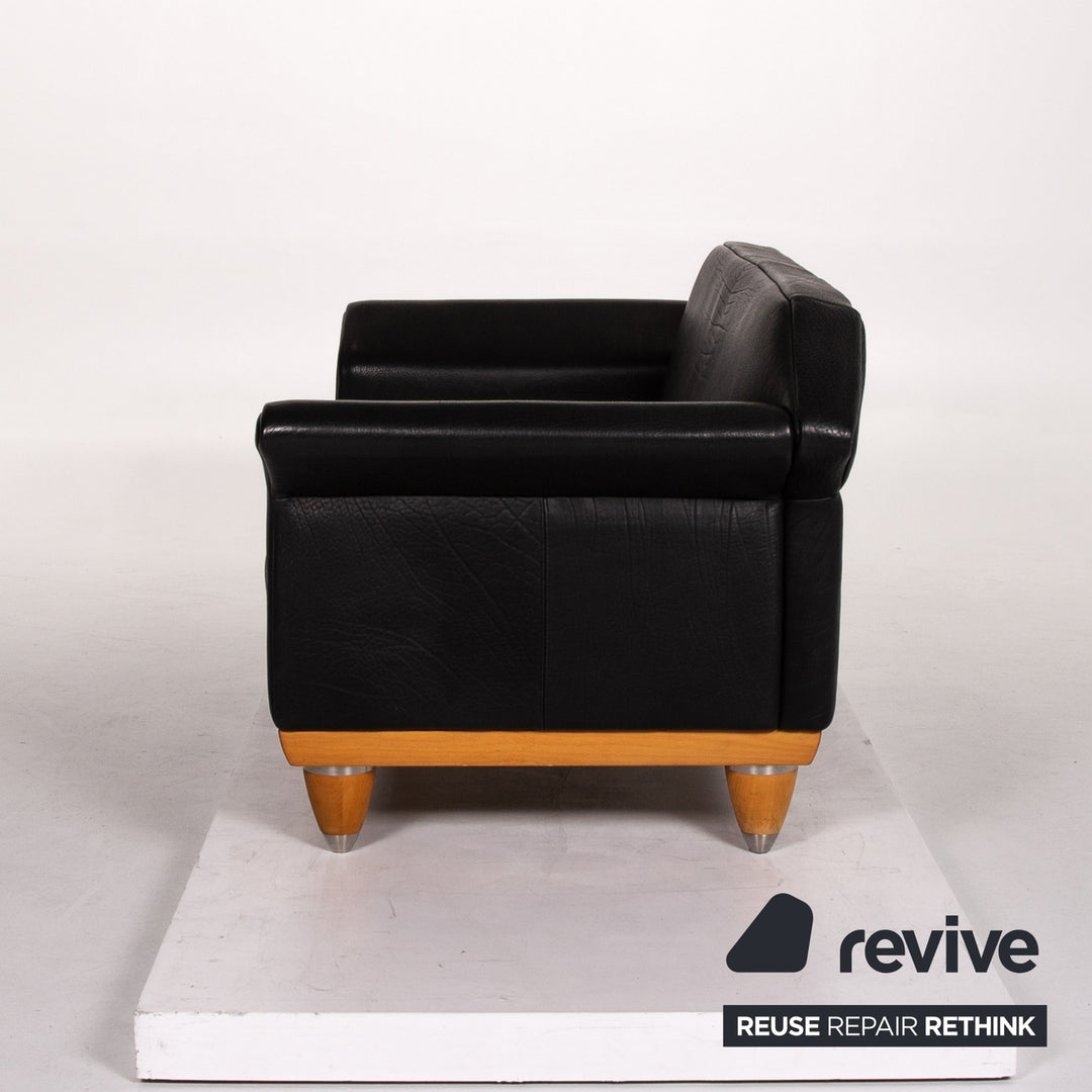 Brühl & Sippold Canapé en cuir noir Canapé deux places #13415