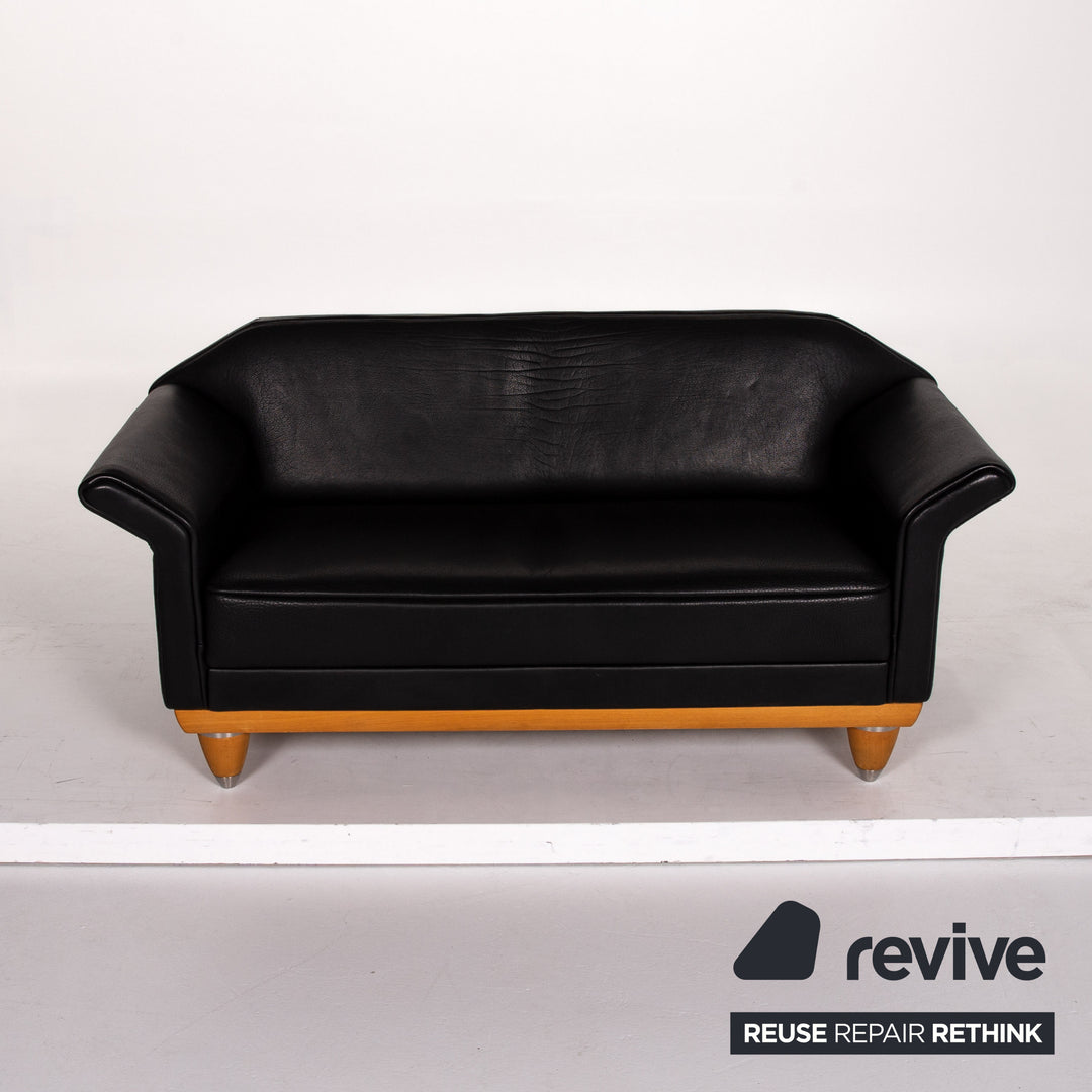 Brühl & Sippold Canapé en cuir noir Canapé deux places #13415