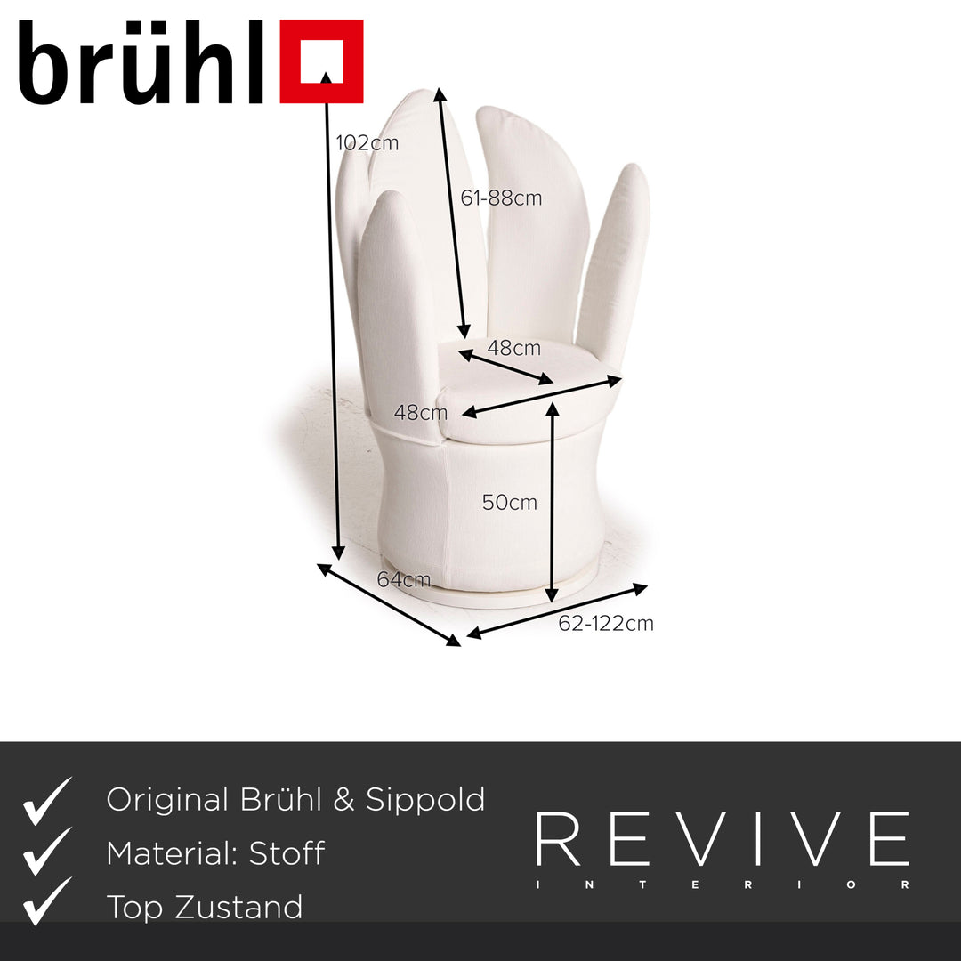 Brühl & Sippold Fauteuil en tissu Lemon Blossom blanc fonction ivoire