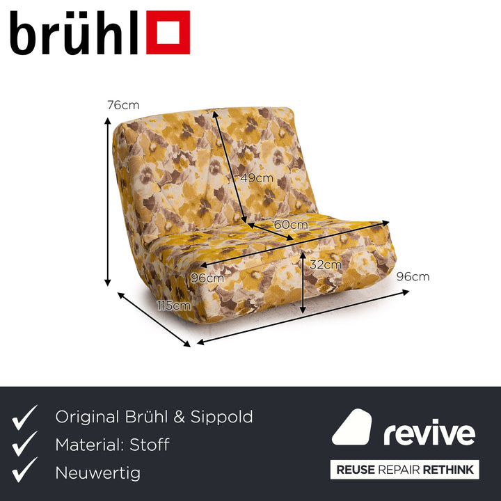 Brühl & Sippold Lucky Stoff Sessel Gold Gelb Braun Gemustert
