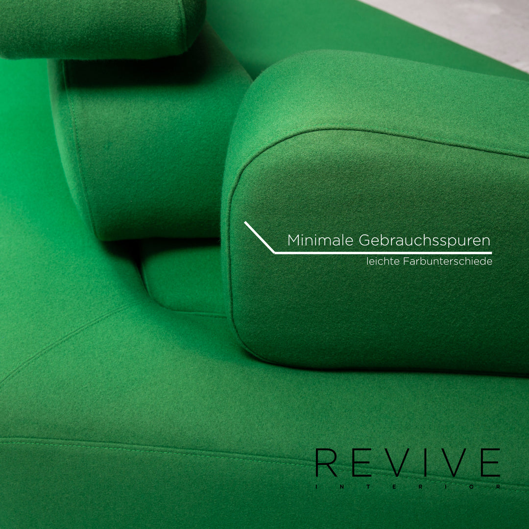 Brühl & Sippold Mosspink Stoff Sofa Garnitur Grün 1x Dreisitzer 1x Hocker #13716