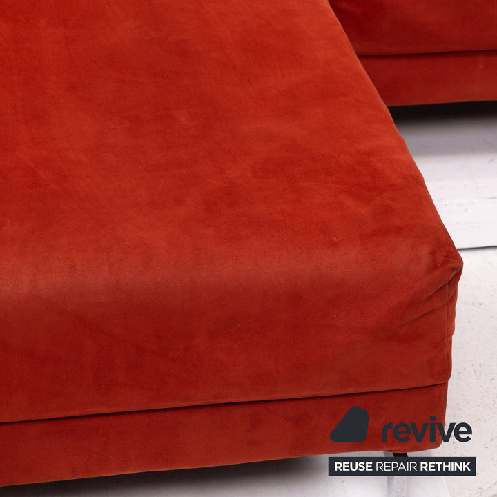 Brühl Moule Alcantara Stoff Ecksofa Rot Sofa Funktion Relaxfunktion Couch #15471