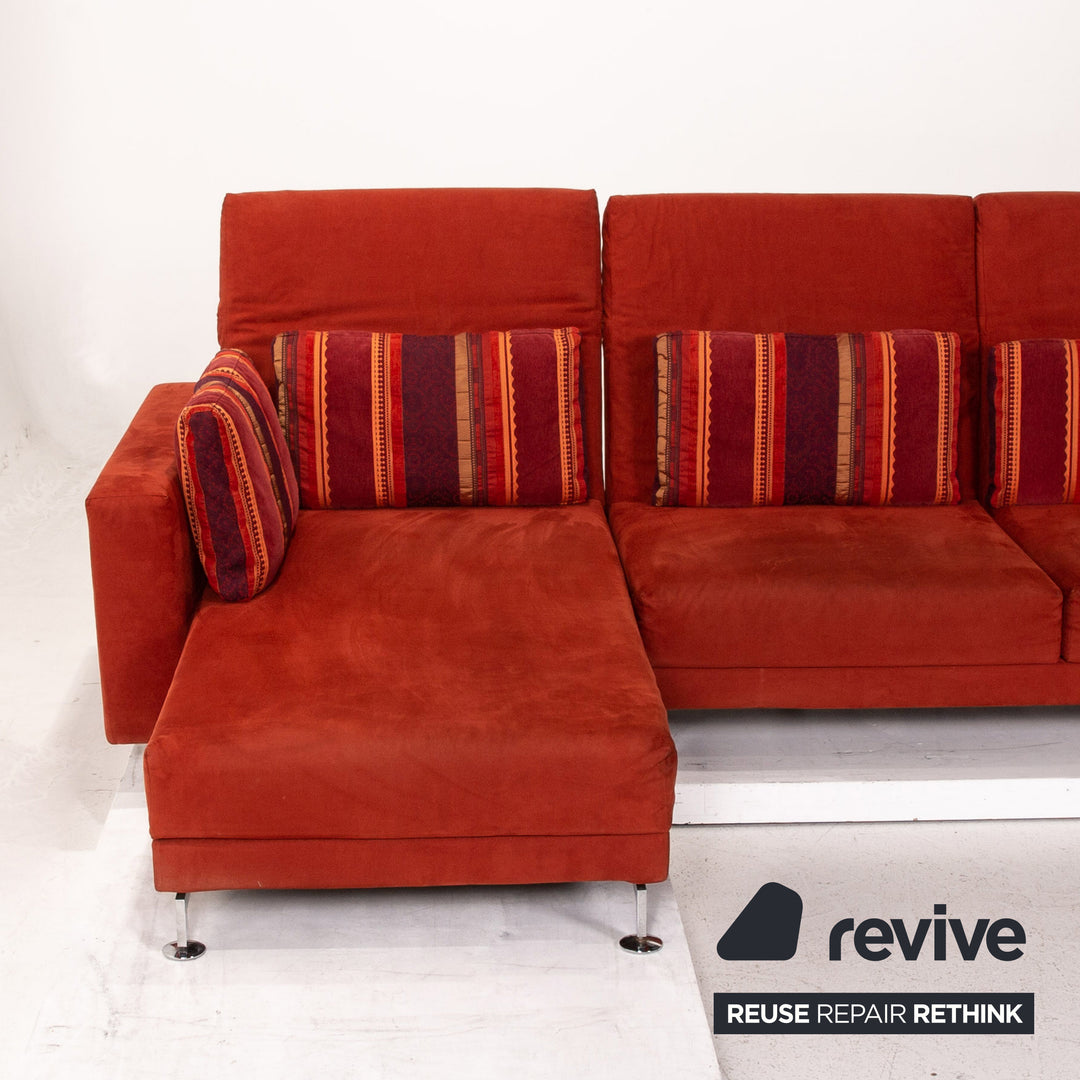 Brühl Moule Alcantara Stoff Ecksofa Rot Sofa Funktion Relaxfunktion Couch #15471
