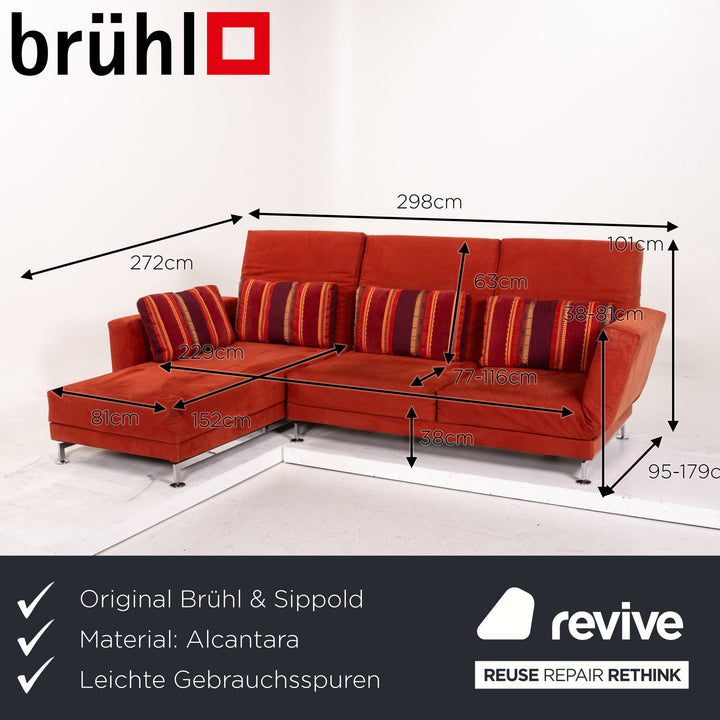 Brühl Moule Alcantara Stoff Ecksofa Rot Sofa Funktion Relaxfunktion Couch #15471