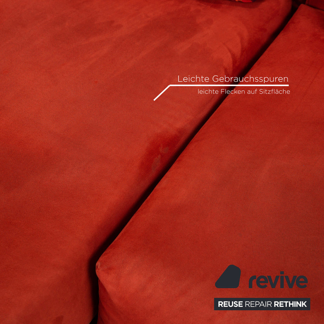 Brühl Moule Alcantara Stoff Ecksofa Rot Sofa Funktion Relaxfunktion Couch #15471