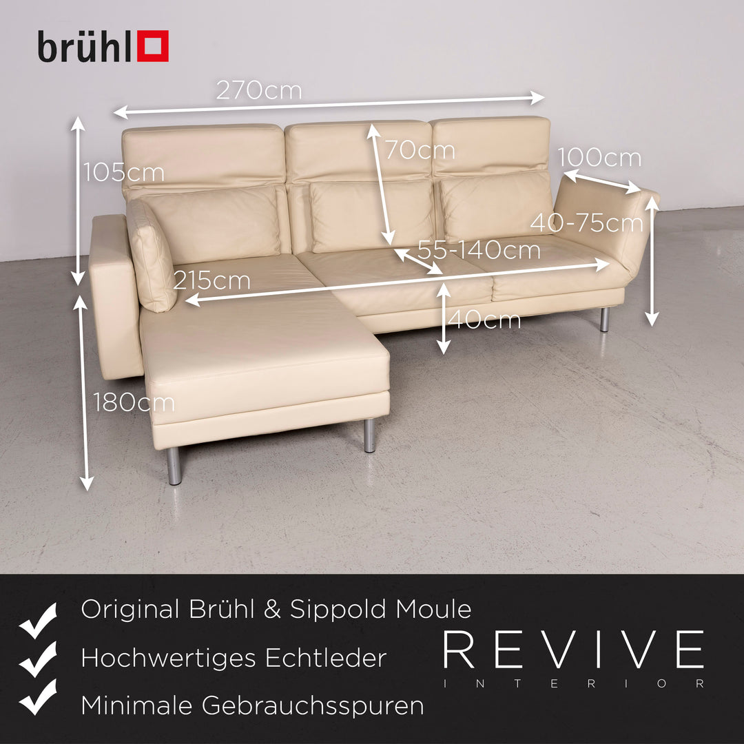 Brühl Moule Designer Leder Ecksofa Beige Echtleder Sofa Couch #7951