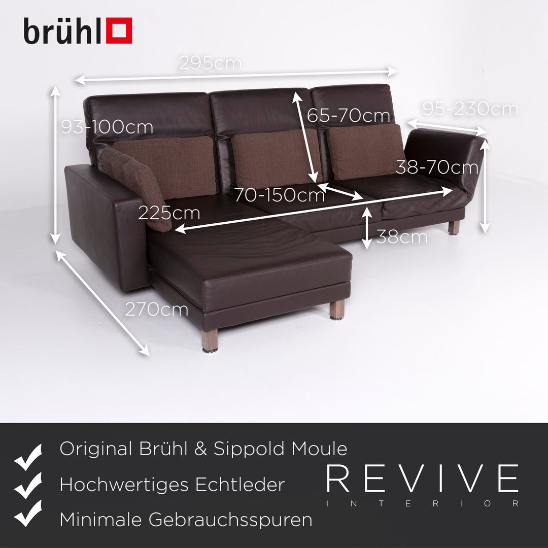 Brühl Moule Leder Ecksofa Braun Echtleder Sofa Couch Funktion #8414