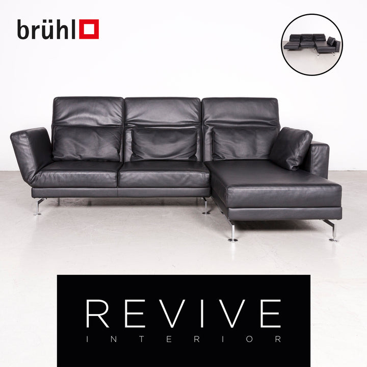 Brühl Moule Designer Leder Ecksofa Schwarz Echtleder Sofa Couch Funktion #7699