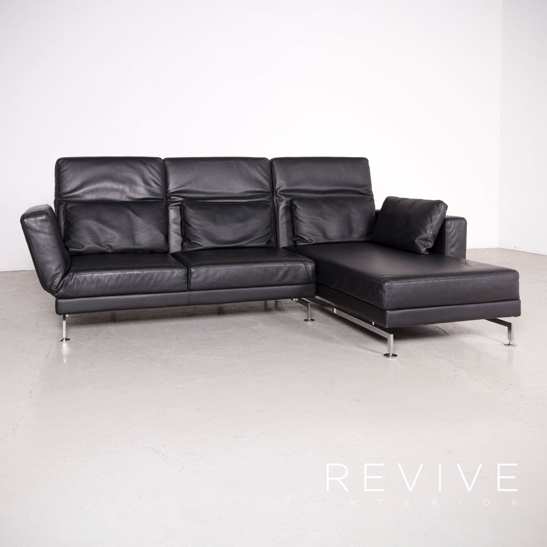 Brühl Moule Designer Leder Ecksofa Schwarz Echtleder Sofa Couch Funktion #7699