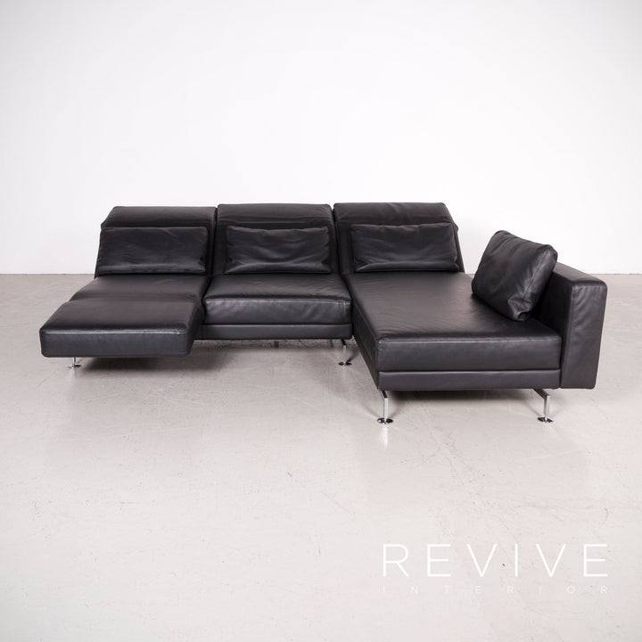 Brühl Moule Designer Leder Ecksofa Schwarz Echtleder Sofa Couch Funktion #7699