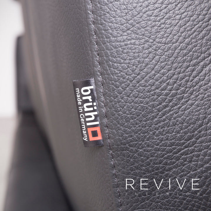 Brühl Moule Designer Leder Ecksofa Hocker Garnitur Schwarz Echtleder Sofa Couch Funktion #7802