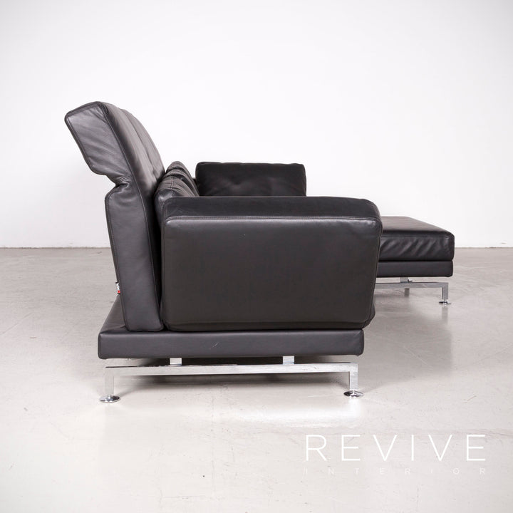 Brühl Moule Designer Leder Ecksofa Schwarz Echtleder Sofa Couch Funktion #7699