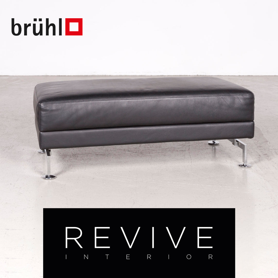 Brühl Moule Designer Leder Hocker Schwarz Echtleder #7700