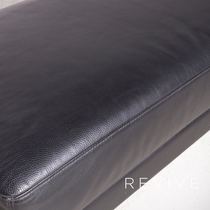 Brühl Moule Designer Leder Ecksofa Hocker Garnitur Schwarz Echtleder Sofa Couch Funktion #7802