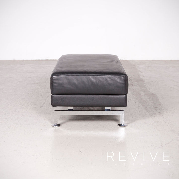 Brühl Moule Designer Leder Hocker Schwarz Echtleder #7700