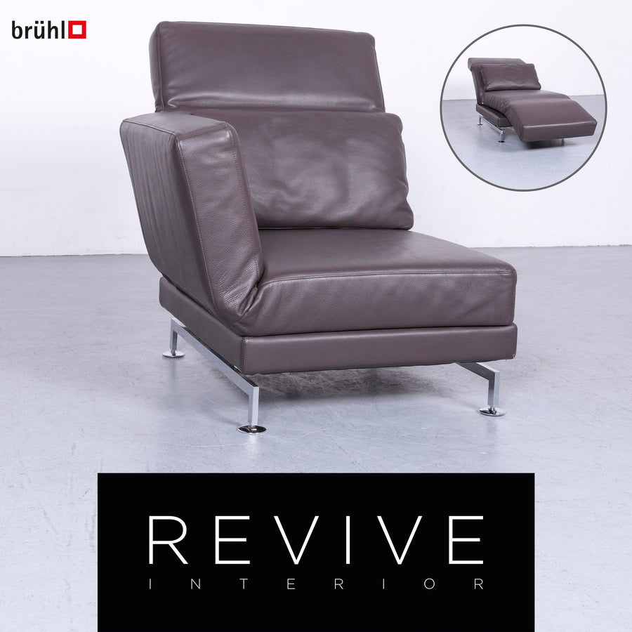 Brühl Moule Designer Leder Sessel Braun Echtleder Stuhl Liege #6554