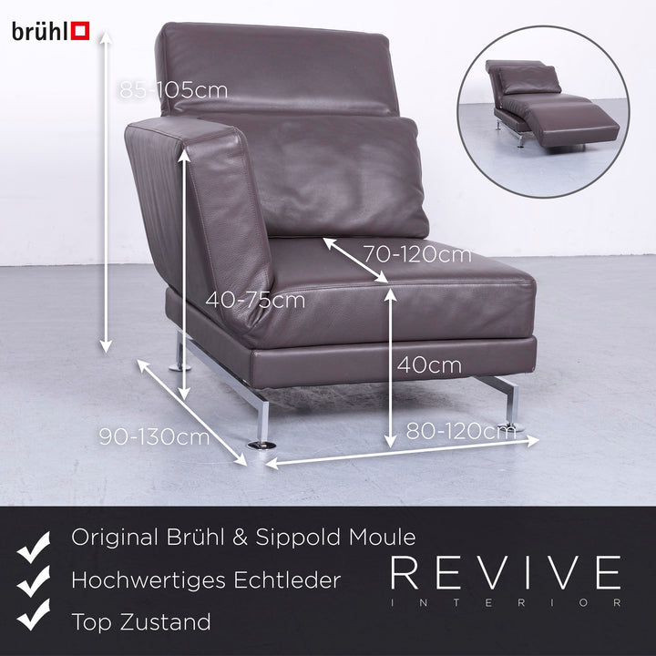 Brühl Moule Designer Leder Sessel Braun Echtleder Stuhl Liege #6554