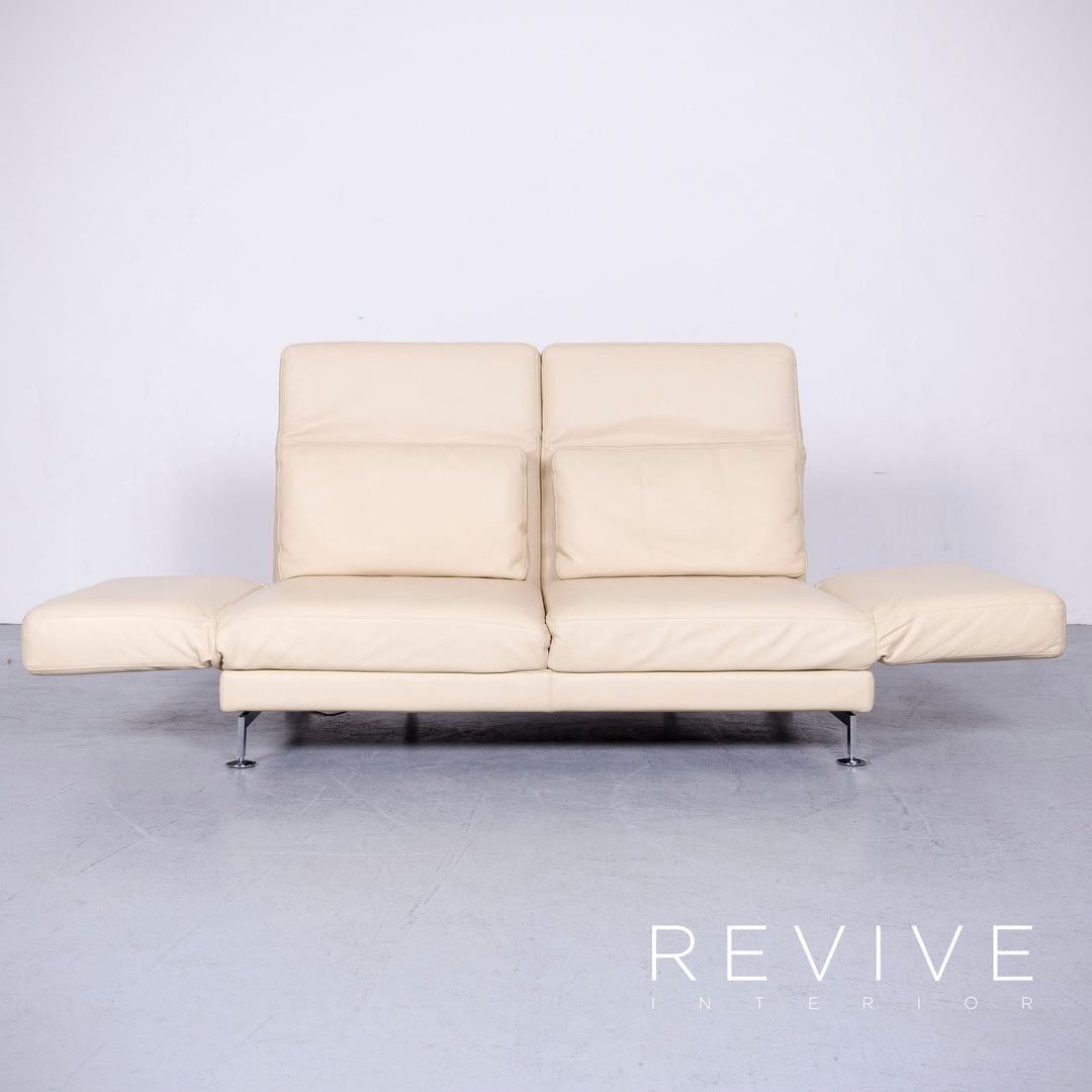 Brühl Moule Designer Leder Sofa Creme Echtleder Zweisitzer Couch Funktion #6590